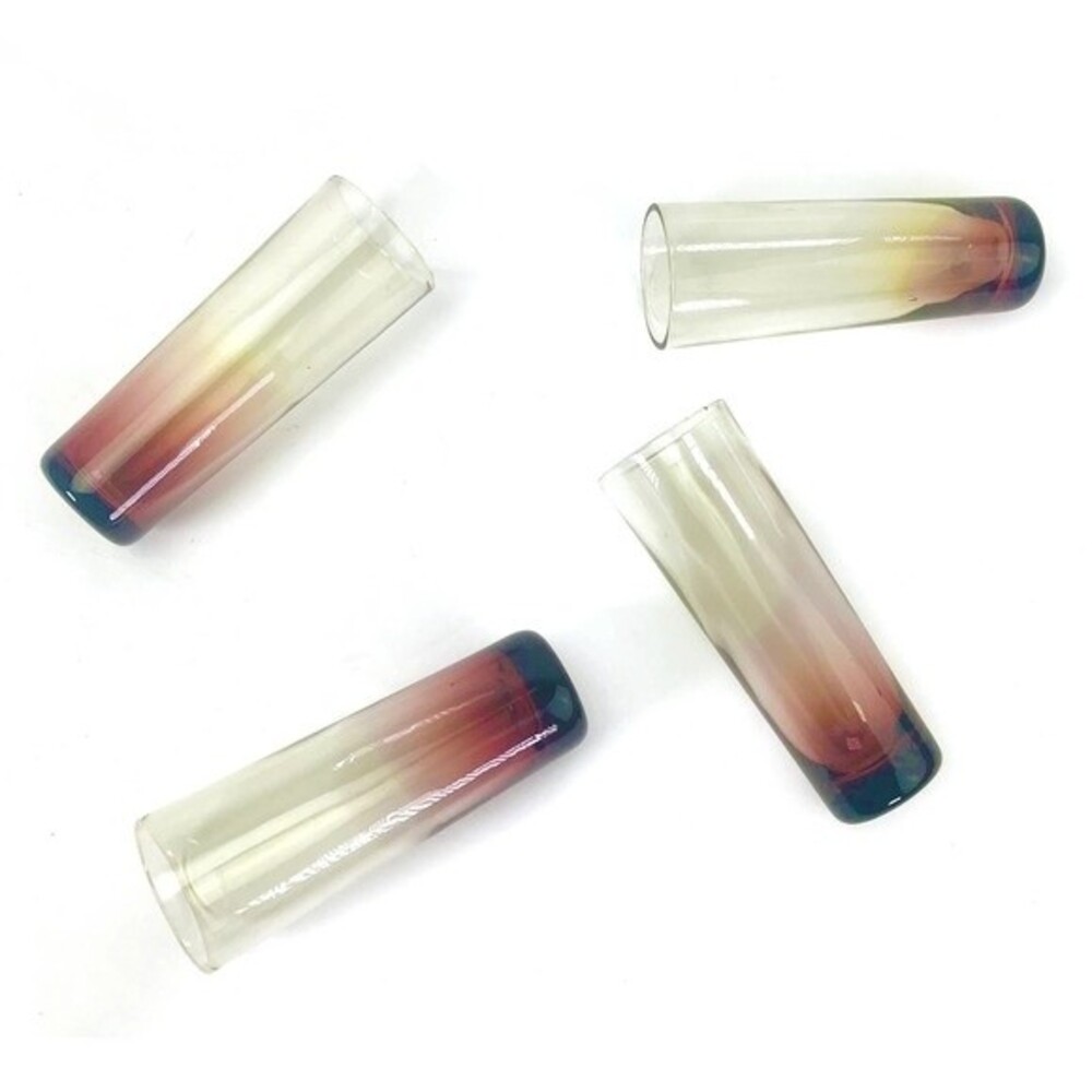Shot / Cordial Glasses Cranberry Ombre Fade Mid Century Hand Blown set x4